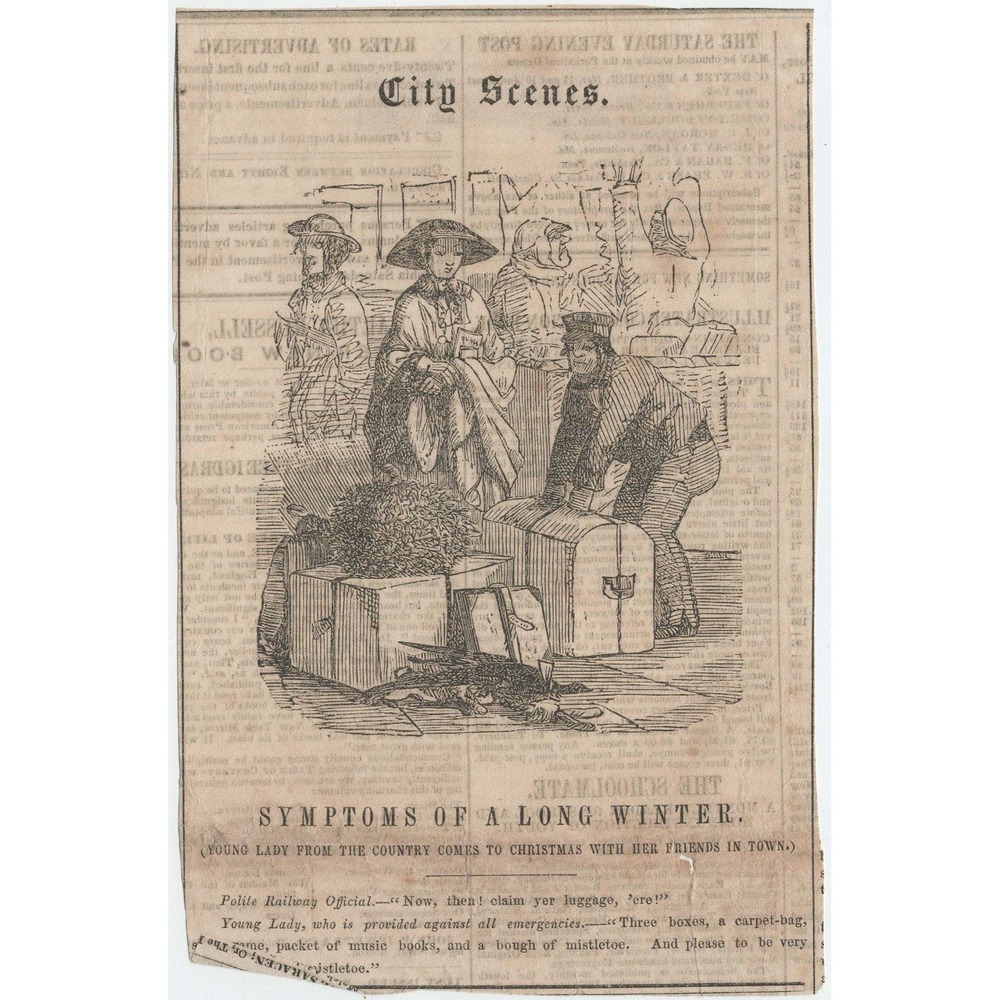 Antique 1850s Saturday Evening Post Clipping City Scenes Woodcut Illustration